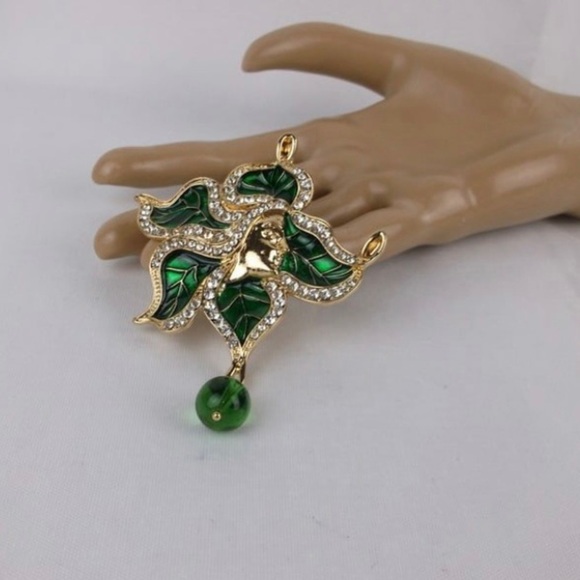 Big Enameled Rhinestone Mother Nature Brooch - Picture 2 of 2